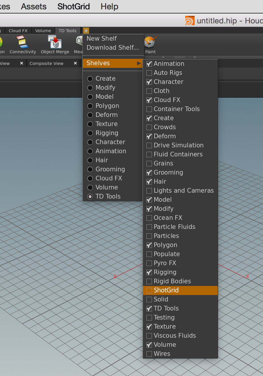 添加 ShotGrid 工具架